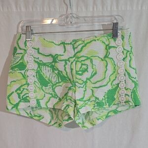 Lilly Pulitzer Green and White Floral Shorts